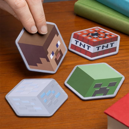 MINECRAFT - Set de 4 Sous-Verre en Métal 