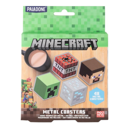 MINECRAFT - Set de 4 Sous-Verre en Métal 