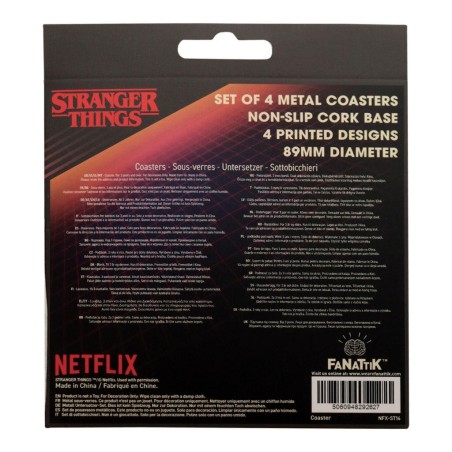 STRANGER THINGS - 4 Dessous de Verres Gravés en Métal 