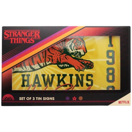 STRANGER THINGS - Set de 3 Plaques en Métal 