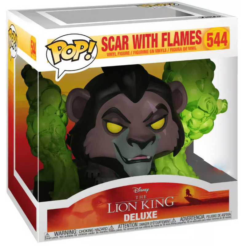 LE ROI LION - POP Deluxe N° 544 - Scar avec flammes avec Chase 
