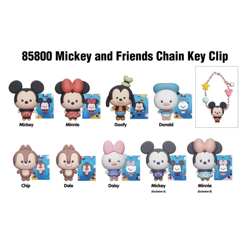 DISNEY - Mickey & Friends - Charm Bag Clip (Display 24 Pcs) 
