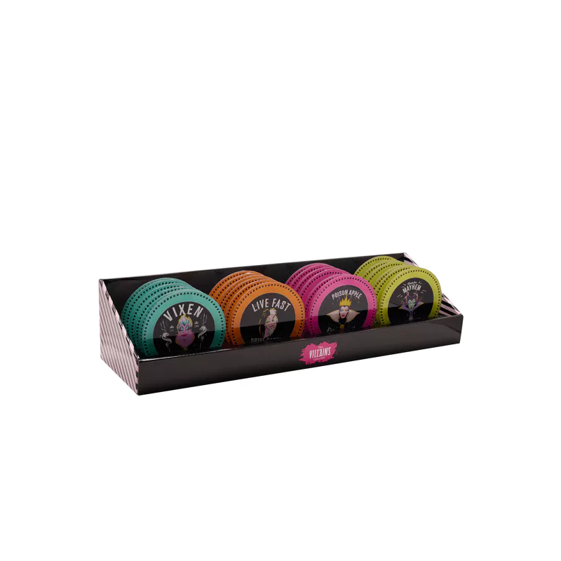VILLAINS - Lot de 24 Sous Verres - 4 Modèles 