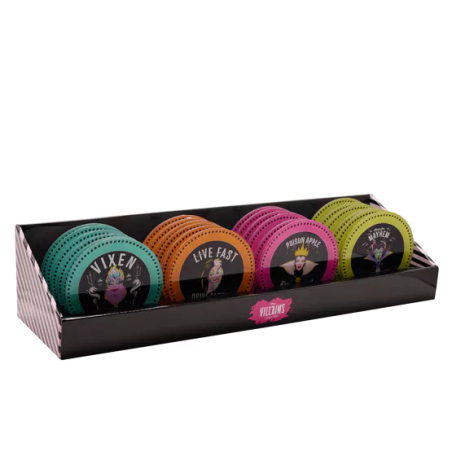 VILLAINS - Lot de 24 Sous Verres - 4 Modèles 
