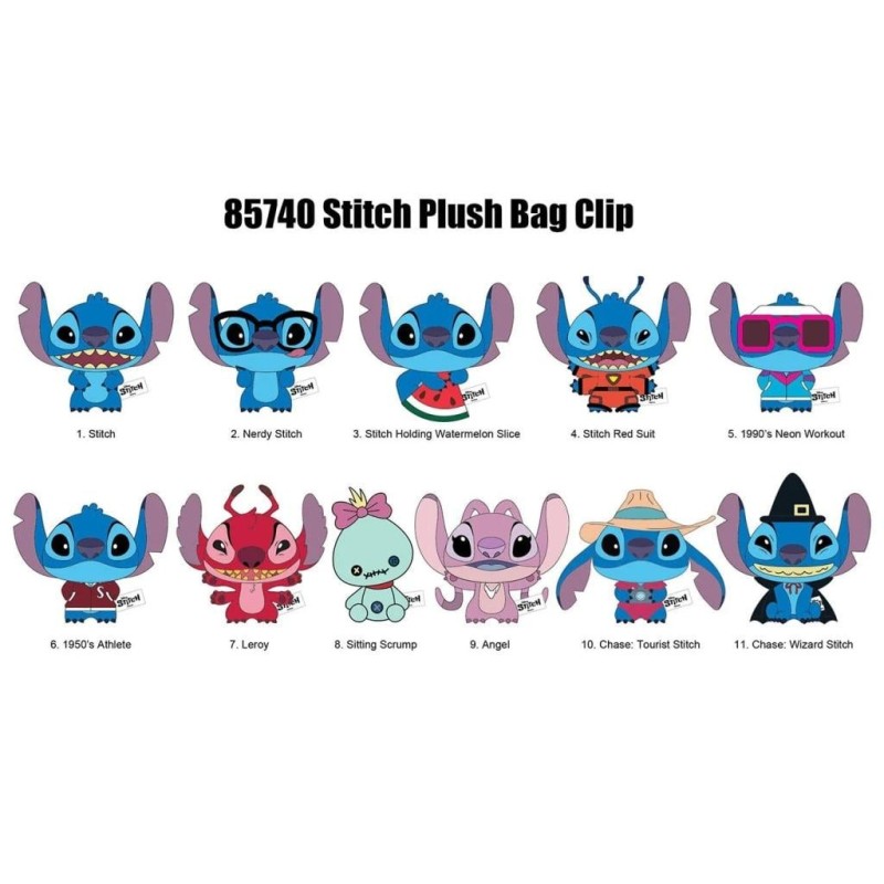 DISNEY - Stitch - Plush Collectible Bag Clip (Display 24 Pcs) 