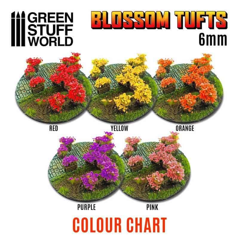 Touffes de Fleurs - 6mm - Auto-Adhésif - Fleurs ROUGES