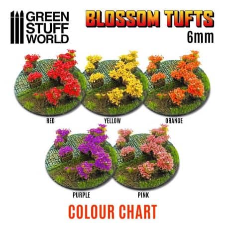 Touffes de Fleurs - 6mm - Auto-Adhésif - Fleurs ROUGES