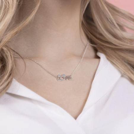 MINNIE - Love - Collier en Laiton Plaqué Argent 