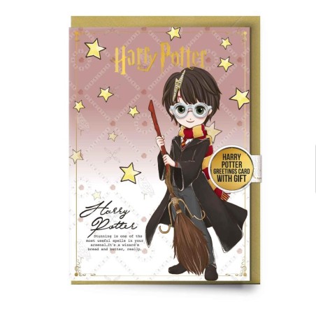 HARRY POTTER - Harry - Carte de Voeux avec Pin's 