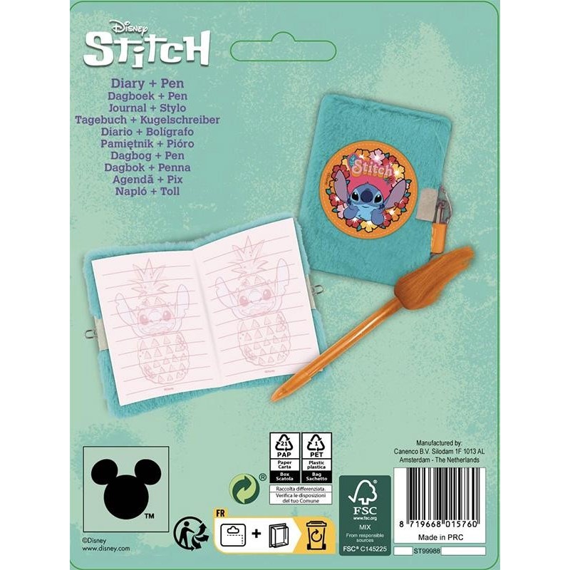 STITCH - Journal Intime Peluche + Stylo-Bille 