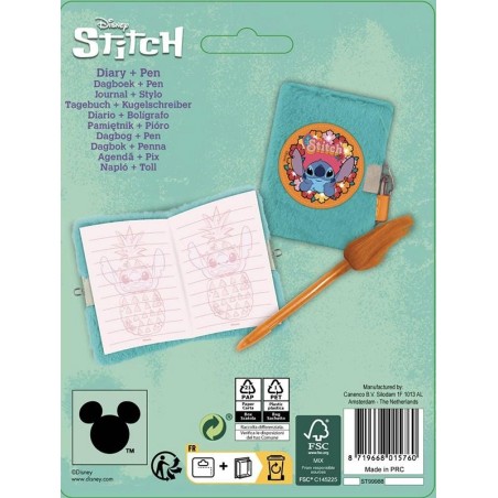 STITCH - Journal Intime Peluche + Stylo-Bille 