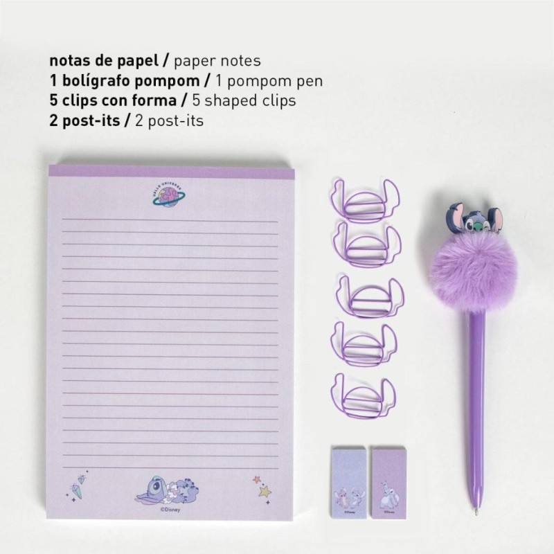 STITCH - Purple - Boîte de Papeterie - 9 pc. 
