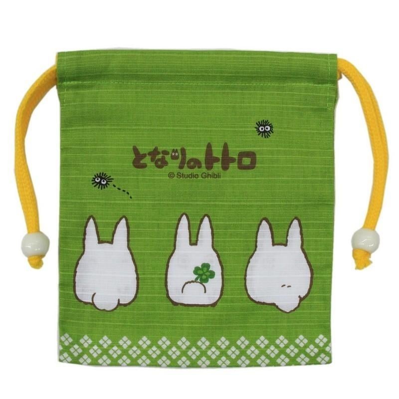 MON VOISIN TOTORO - Totoro Blanc - Sacoche Tissu Verte 14x17cm 