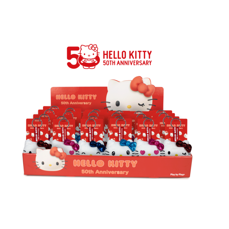 HELLO KITTY - Assortiment de 24 Porte-Clés Peluches - 4 modèles - 7cm 