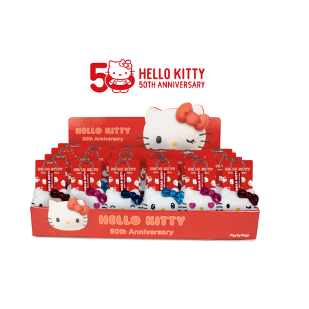 HELLO KITTY - Assortiment de 24 Porte-Clés Peluches - 4 modèles - 7cm 