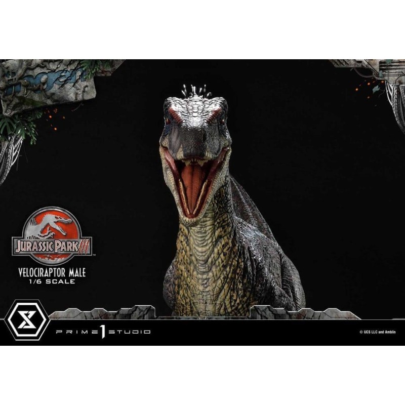 JURASSIC PARK 3 - Velociraptor Male - Statuette Legacy Museum 40cm 