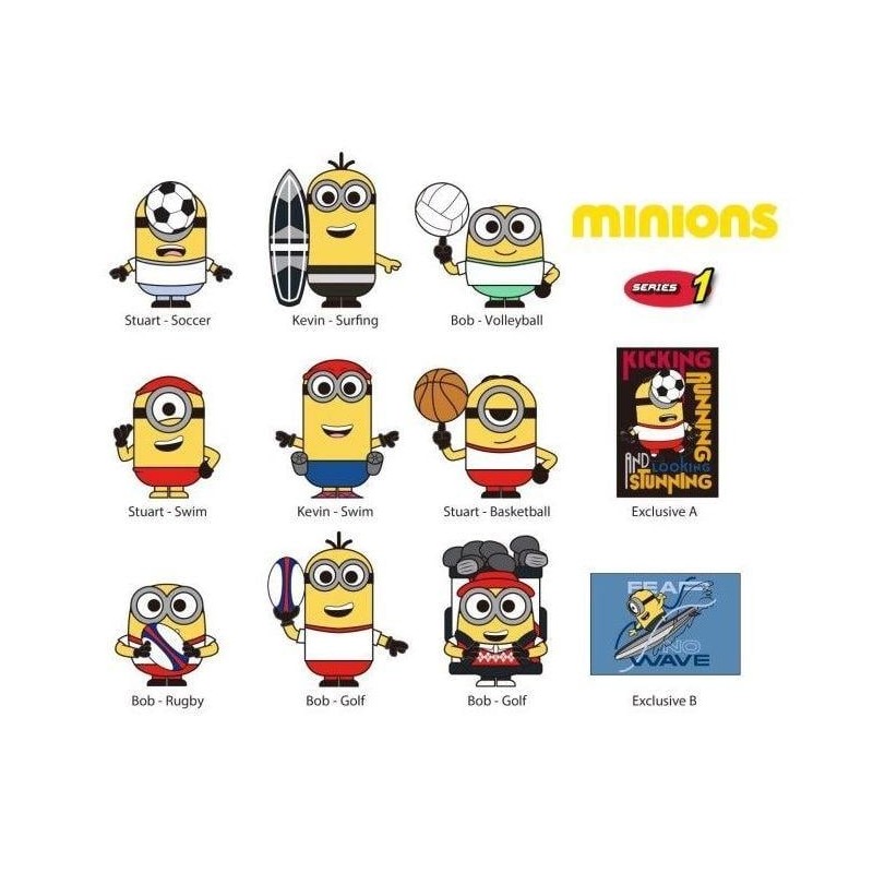 MINIONS SPORTS - Series 1 - 3D Foam Bag Clip (Display 24 Pcs) 