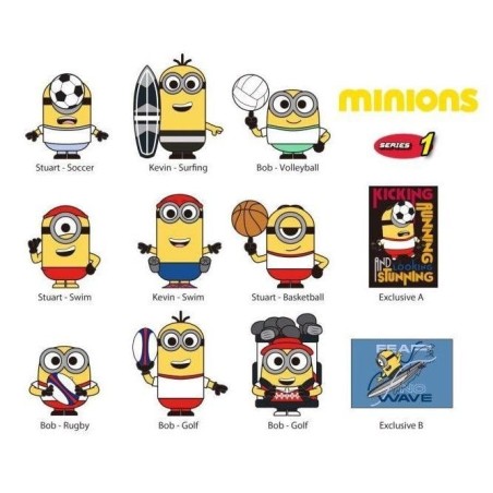 MINIONS SPORTS - Series 1 - 3D Foam Bag Clip (Display 24 Pcs) 