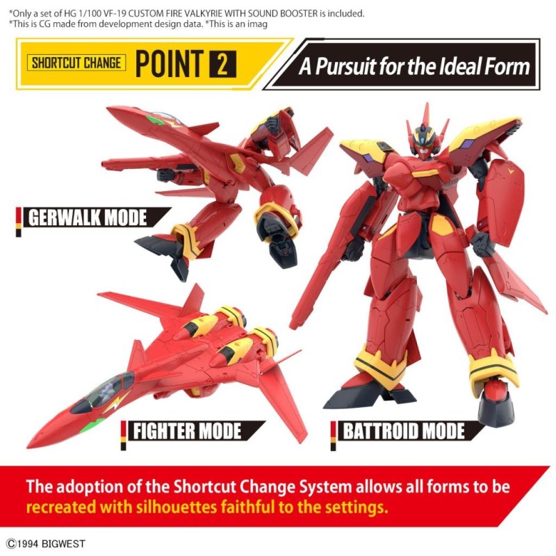 MACROSS -HG 1/100 VF-19 Custom Fire Valkyrie w/ sound Boost -Model Kit 