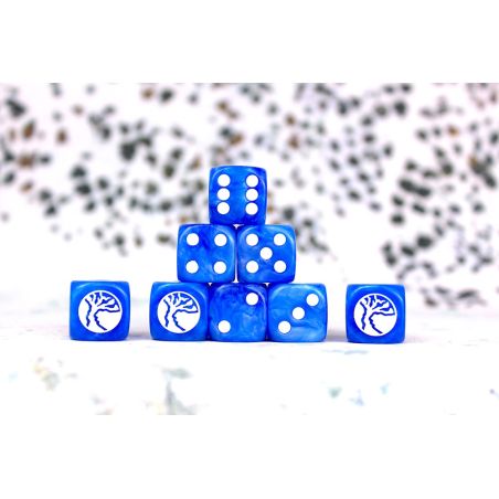 Nords Faction Dice on Bright Blue swirl Dice