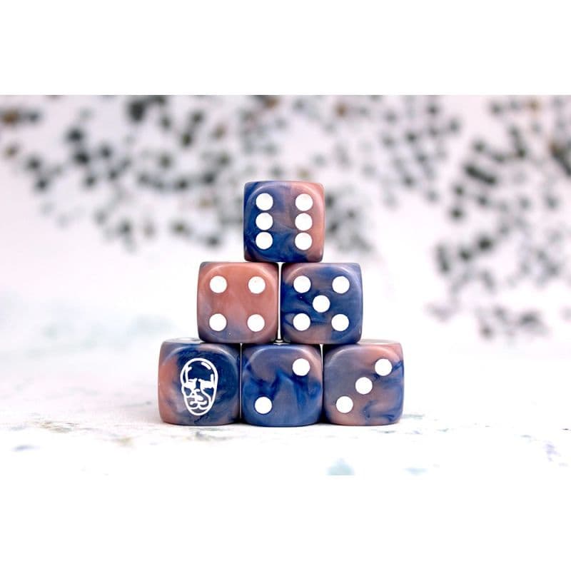 Spires Faction Dice on Dark Blue swirl Dice