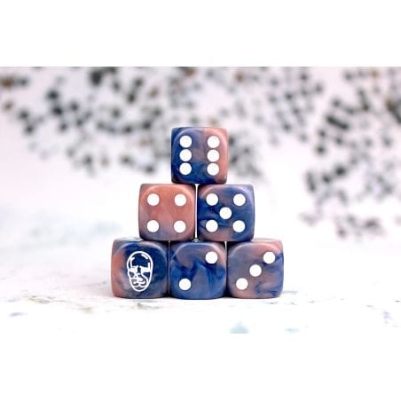 Spires Faction Dice on Dark Blue swirl Dice