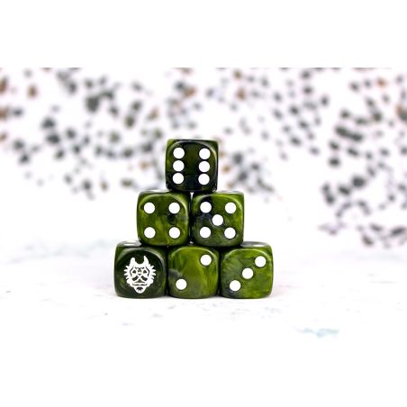 Wadrhun Faction Dice on Green swirl Dice