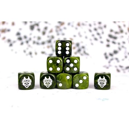 Wadrhun Faction Dice on Green swirl Dice