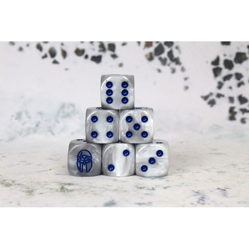 City States Faction Dice on Gray swirl Dice