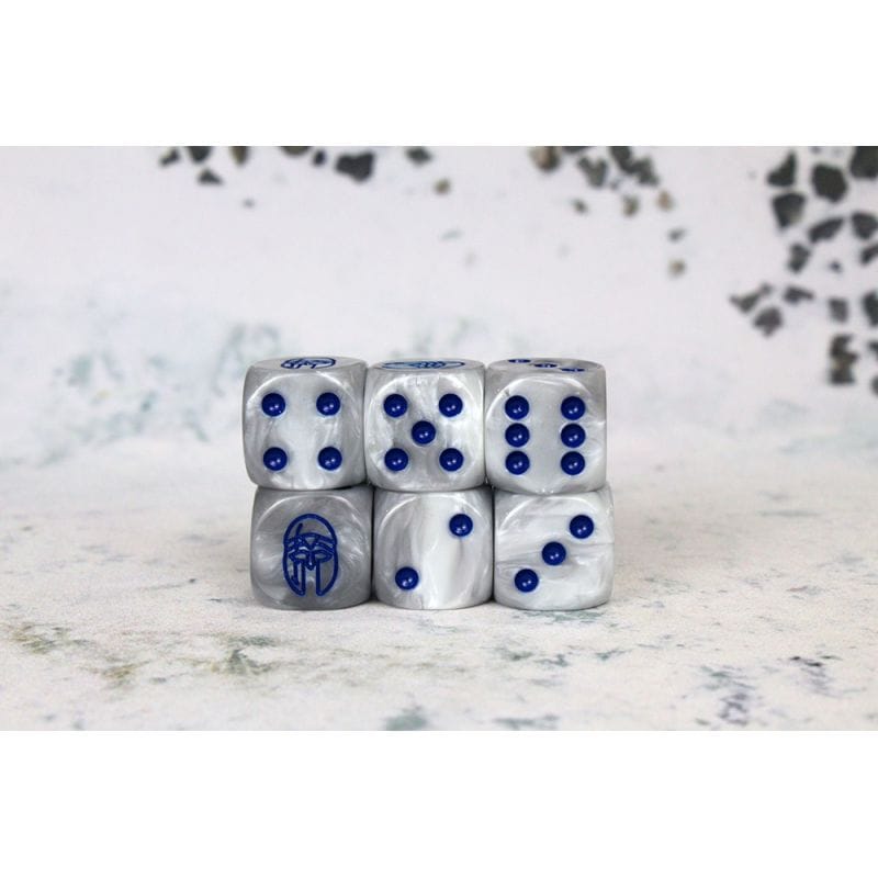 City States Faction Dice on Gray swirl Dice