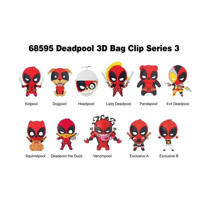 MARVEL - Deadpool Serie 3 - 3D Foam Bag Clip (Display 24 Pcs) 