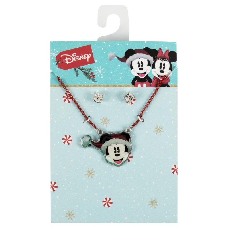 MICKEY - Set de Noël - Collier + 1 Paire de Clous d'Oreilles 