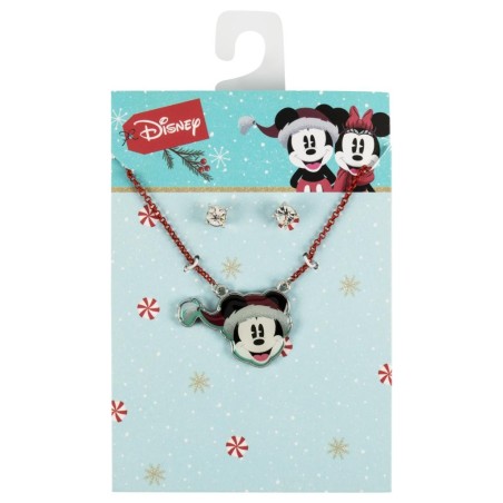 MICKEY - Set de Noël - Collier + 1 Paire de Clous d'Oreilles 