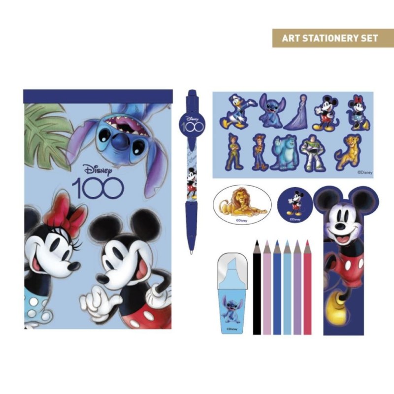 DISNEY 100 ANS - Boîte de Papeterie - 12 pc. 