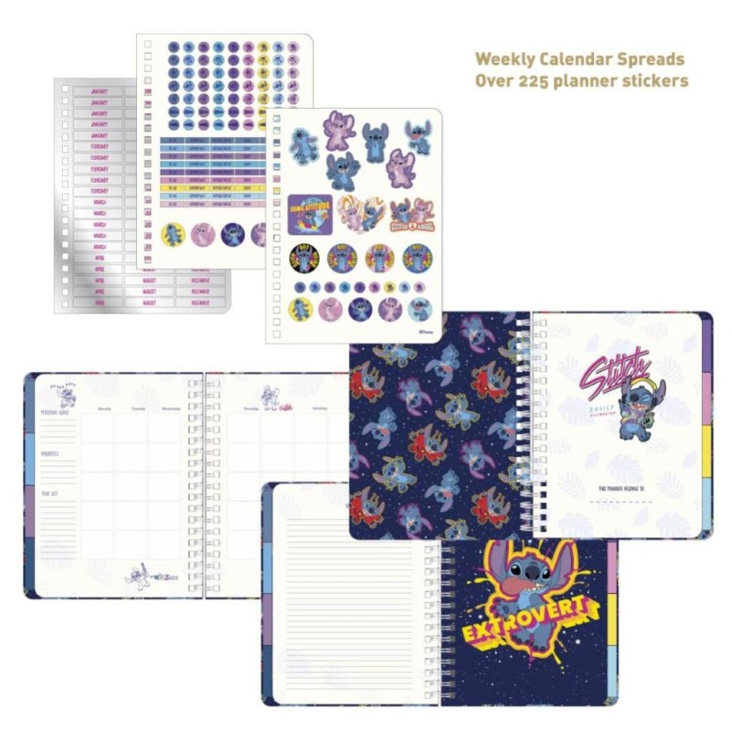 STITCH - Agenda Hebdomadaire Non Daté + Intercalaires + Stickers 