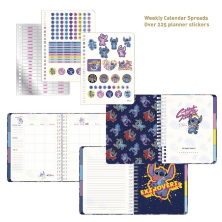 STITCH - Agenda Hebdomadaire Non Daté + Intercalaires + Stickers 