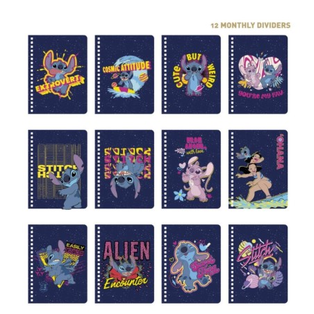 STITCH - Agenda Hebdomadaire Non Daté + Intercalaires + Stickers 