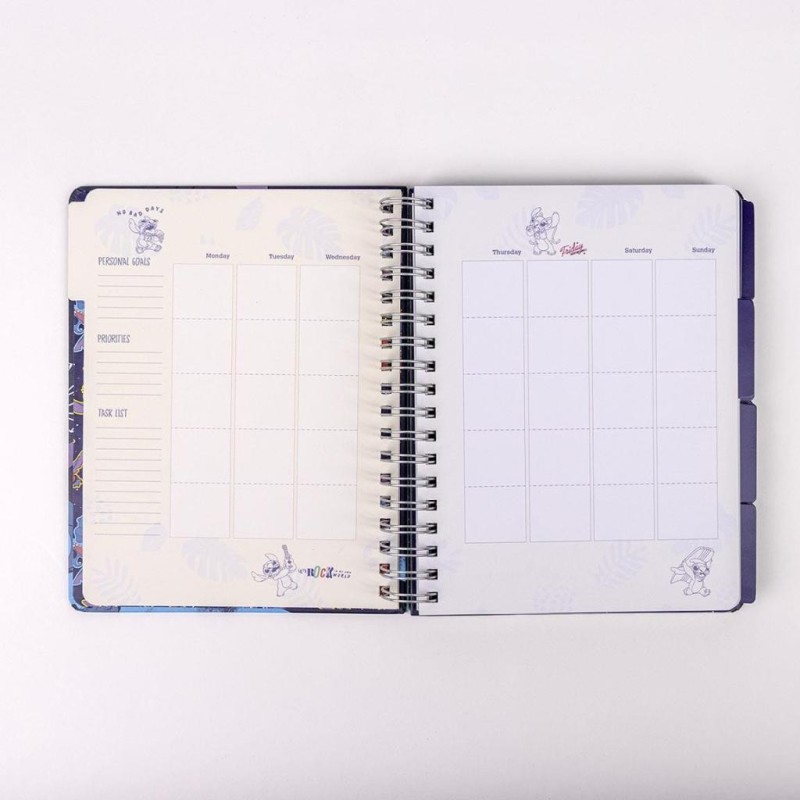 STITCH - Agenda Hebdomadaire Non Daté + Intercalaires + Stickers 