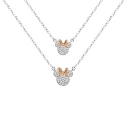 MINNIE - Set Maman & Fille - 2 Colliers Shiny en Laiton Plaqué Argent  2