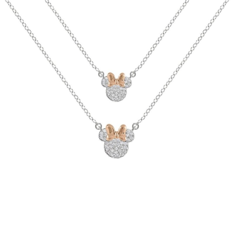 MINNIE - Set Maman & Fille - 2 Colliers Shiny en Laiton Plaqué Argent 