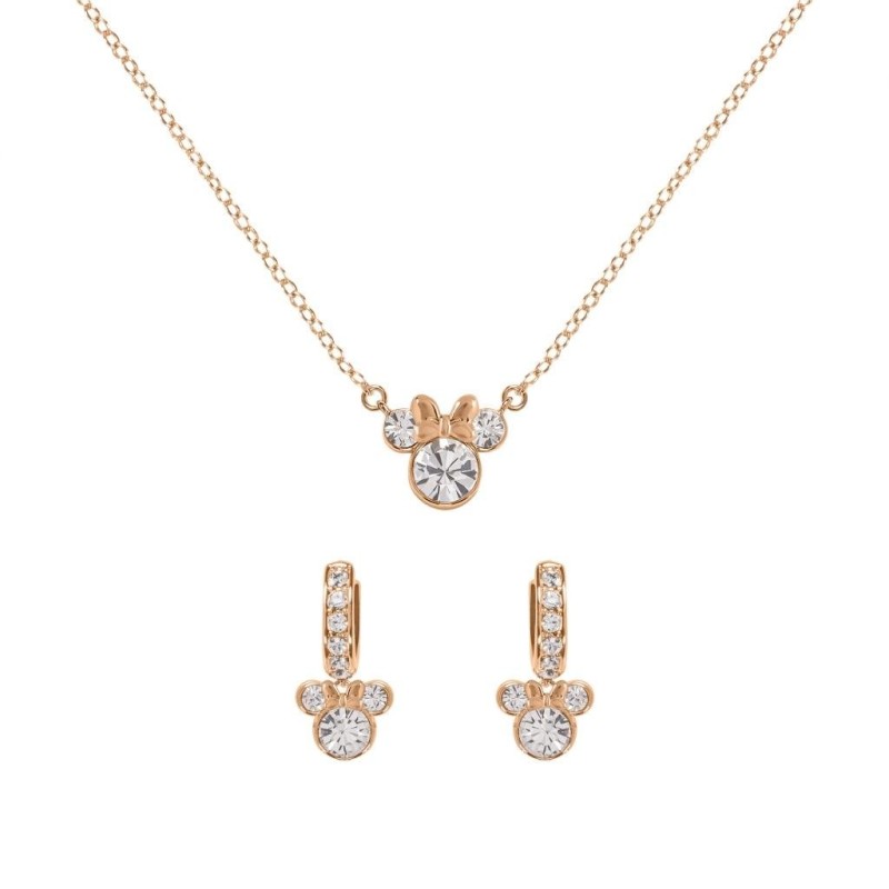 MINNIE -Set Maman & Fille- Collier + Boucles en Laiton Plaqué Argent 