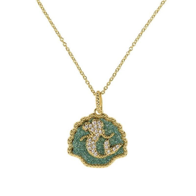 LA PETITE SIRENE - Coquillage - Collier en Laiton Plaqué Or 