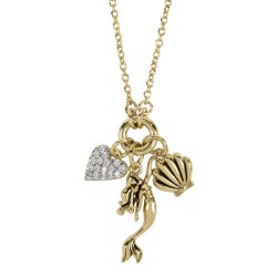 LA PETITE SIRENE - Collier en Laiton Plaqué Or + 3 Charmes  2