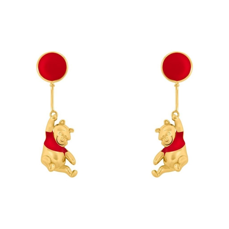 WINNIE L'OURSON - Paire de Boucles d'Oreilles Pendante - Laiton Plaqué 