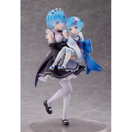 RE ZERO - Rem & Rem Enfance - Statuette 23cm 