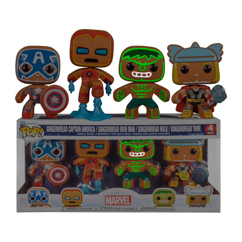 MARVEL - Holiday Gingerbread - 4 Pack Funko Pop GITD SPECIAL EDITION 