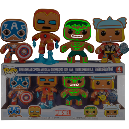 MARVEL - Holiday Gingerbread - 4 Pack Funko Pop GITD SPECIAL EDITION 