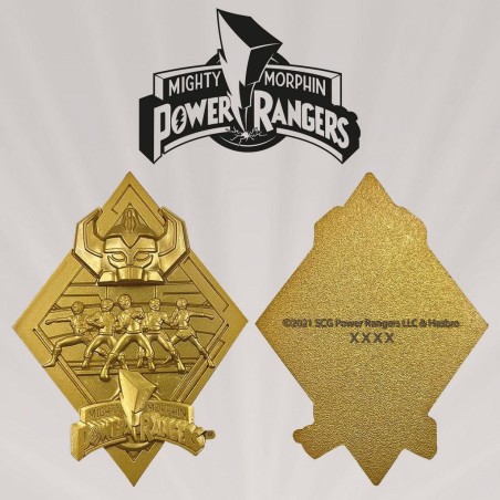 POWER RANGERS - Médaillon métal plaqué or collector '9x12.5x2.5cm' 