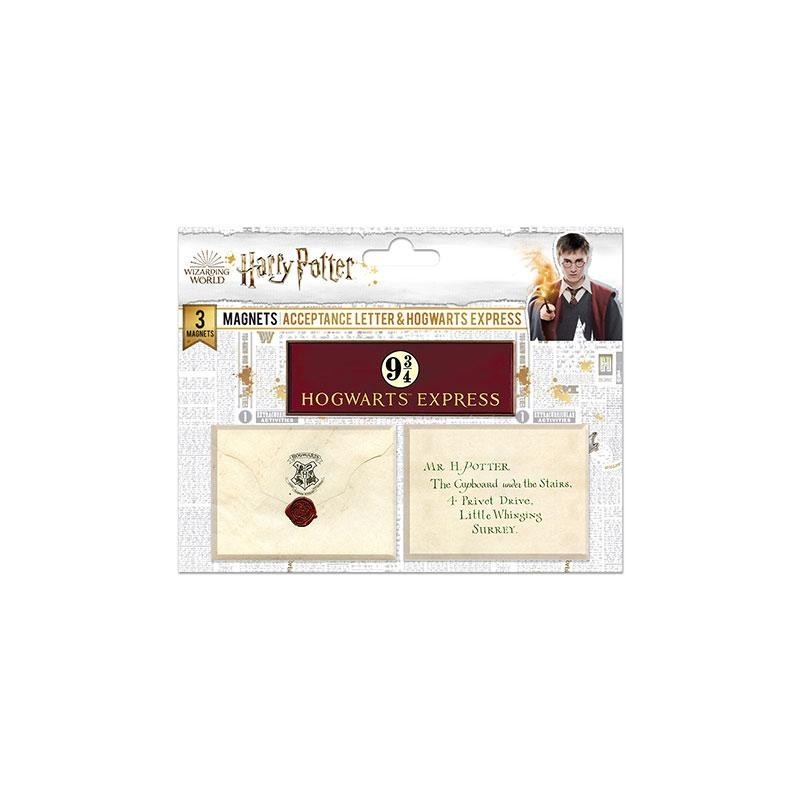 HARRY POTTER - Lettre Poudlard - Set de 3 magnets 