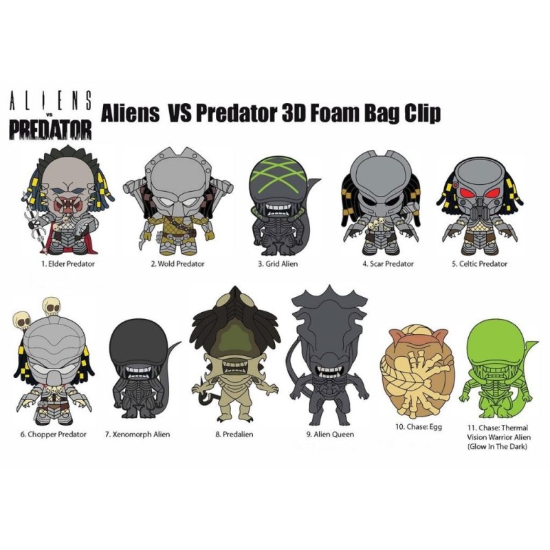 ALIENS vs PREDATOR - 3D Foam Bag Clip (Display 24 Pcs) 
